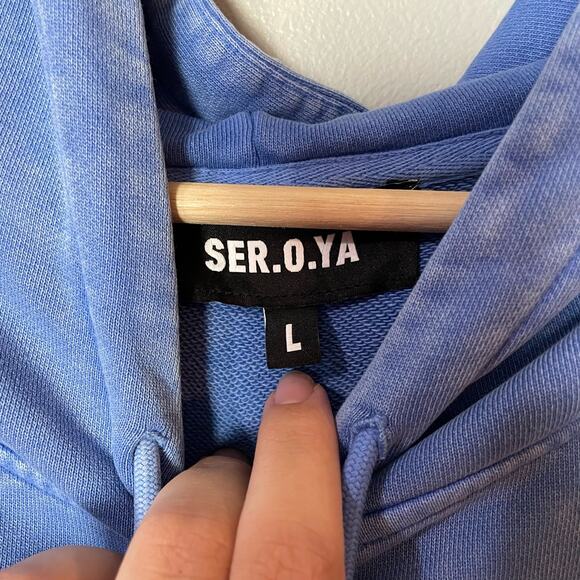 SER.O.YA Rory Dress in Marina Blue SZ Large Sweatshirt Blouson Dress EUC Street - Picture 7 of 13